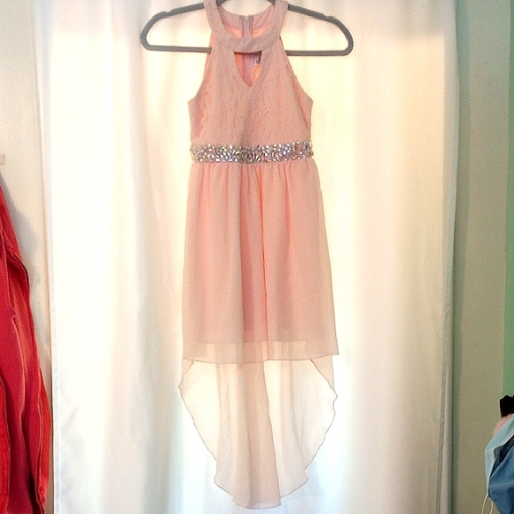 Rare Editions Pink Formal Girls Dress with Beaded Waist - Picture 1 of 4